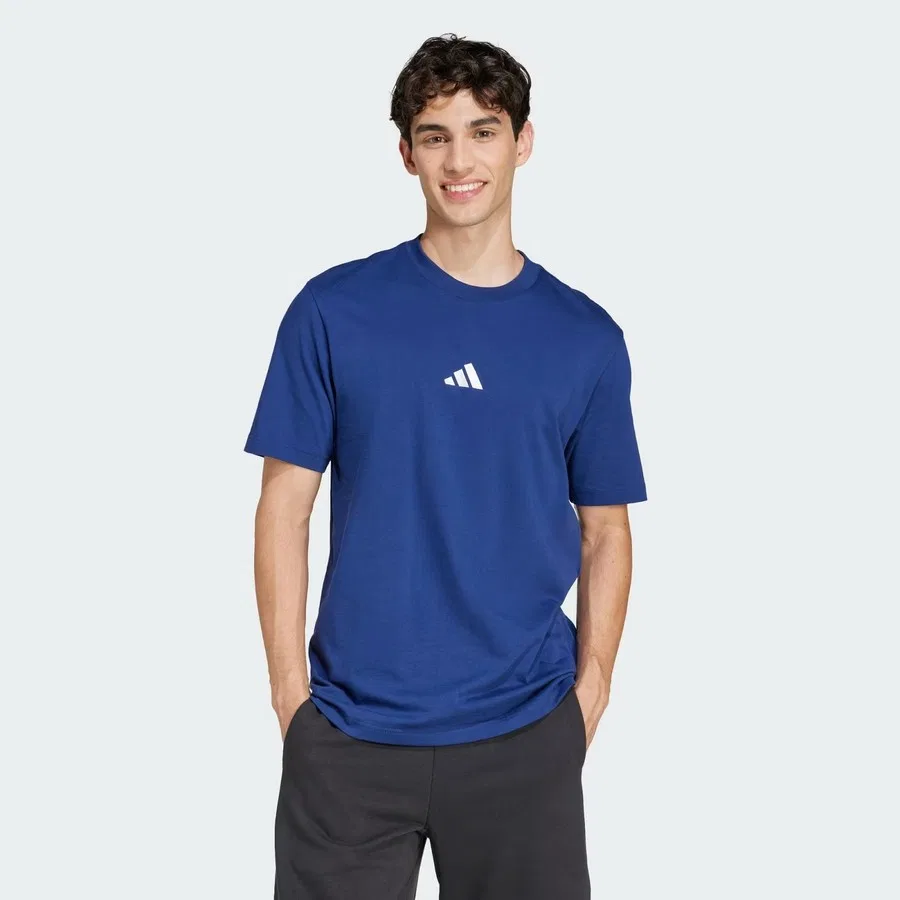 Футболка с коротким рукавом из 100% хлопка Essentials Small Logo Single Jersey, adidas, Синий
