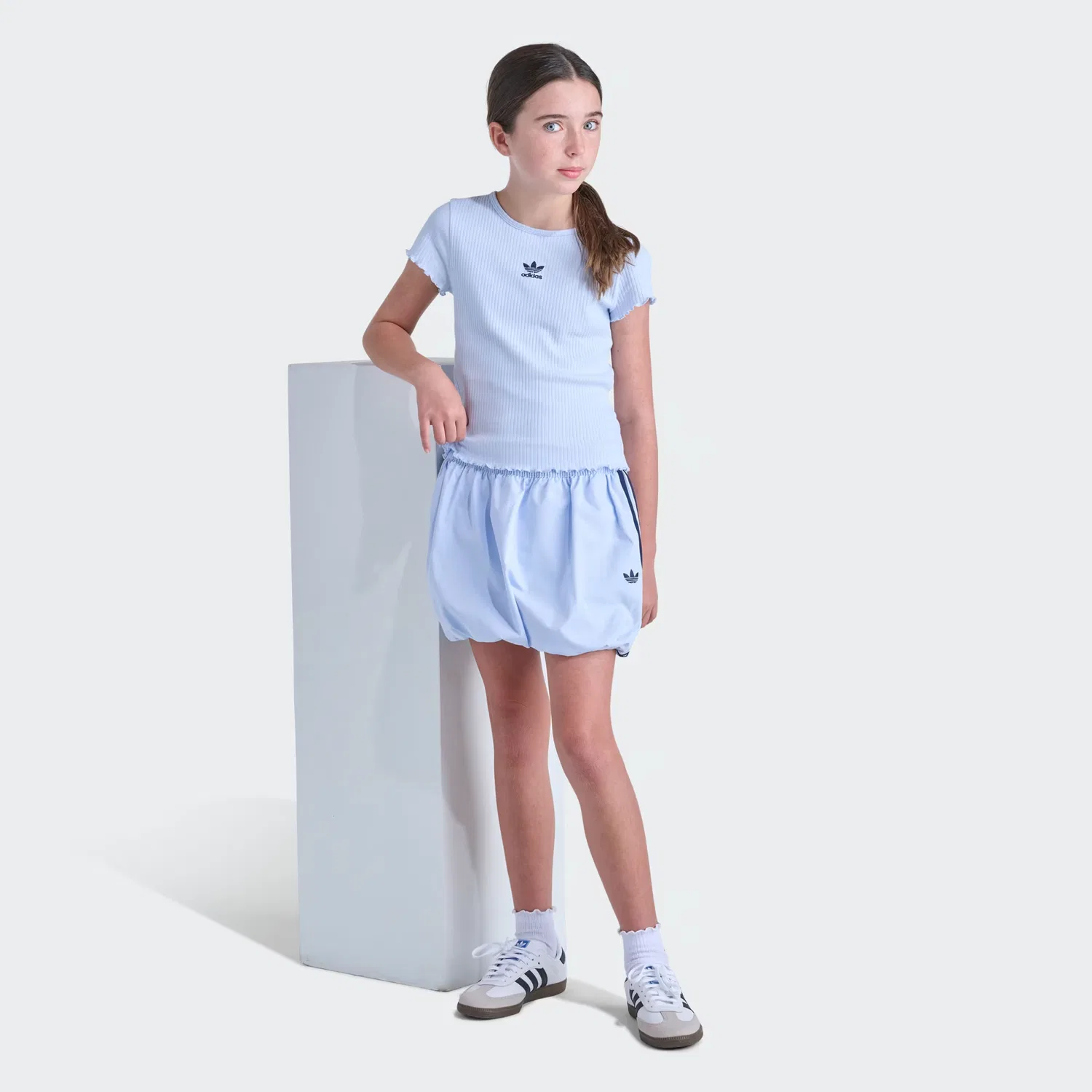 Детская юбка-шорты с эластичным поясом Bubble WNV Skort Adidas Originals, голубой — фото 4