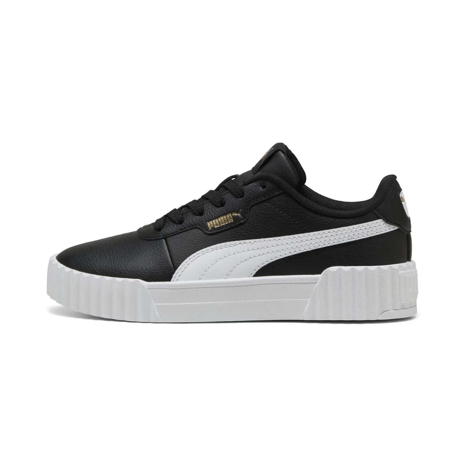 Детские кроссовки для девочек Carina 3.0 Puma, Schwarz Weiss Gold — фото 3