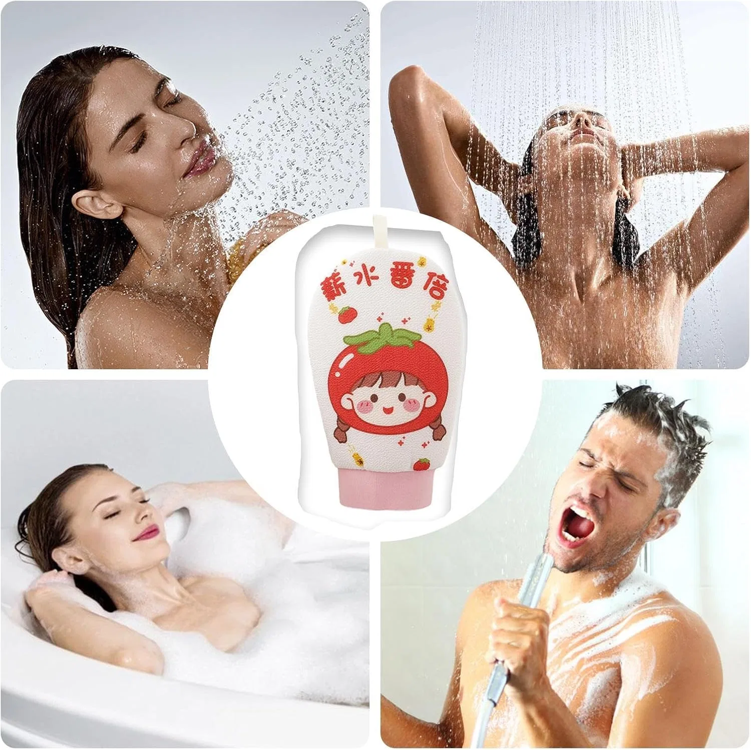 Мочалки для тела двусторонние, Body Cleansing Gloves, серый Generic — фото 4