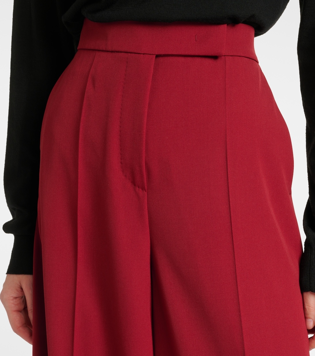Брюки-палаццо из габардина из натуральной шерсти Ninfa Max Mara, Rosso — фото 4