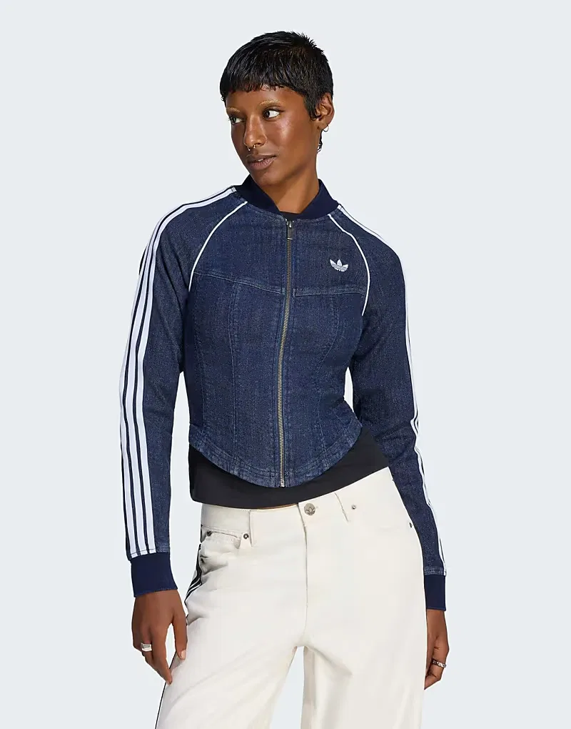 Спортивный топ-корсет из джинсовой ткани Adidas Originals Superstar, индиго