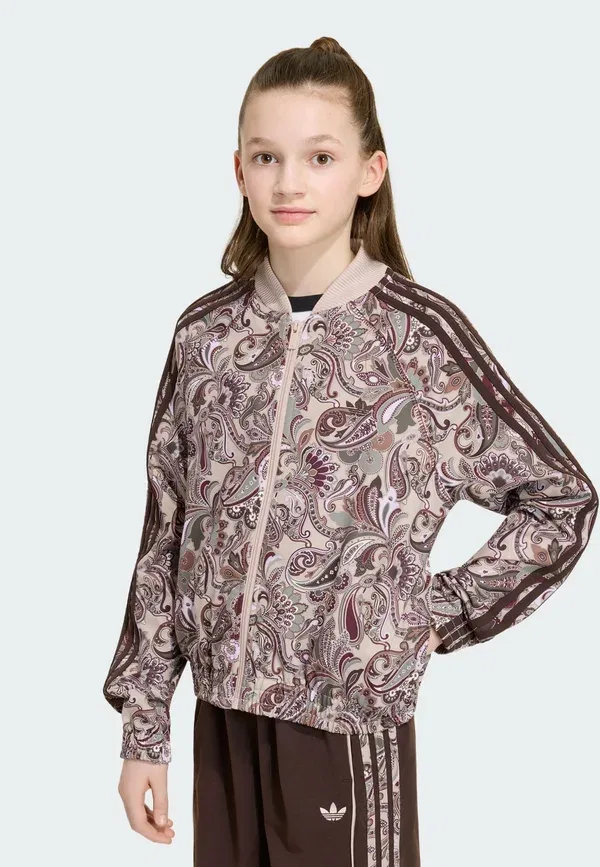 Свободная укороченная спортивная куртка с узором пейсли SST - бомбер Adidas Originals, хаки/мультиколор — фото 2