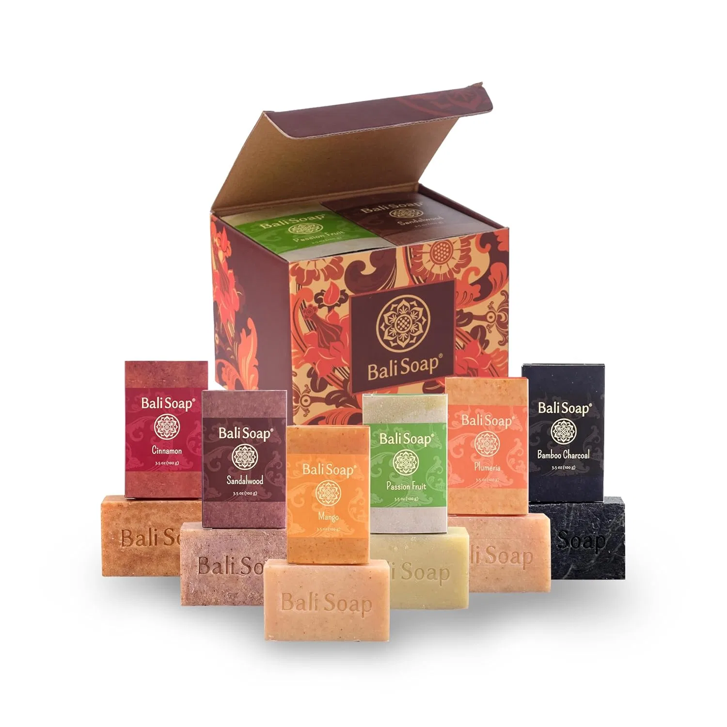Натуральное мыло ручной работы Bali Soap Orange Collection, набор 6 шт. по 100 г, красный