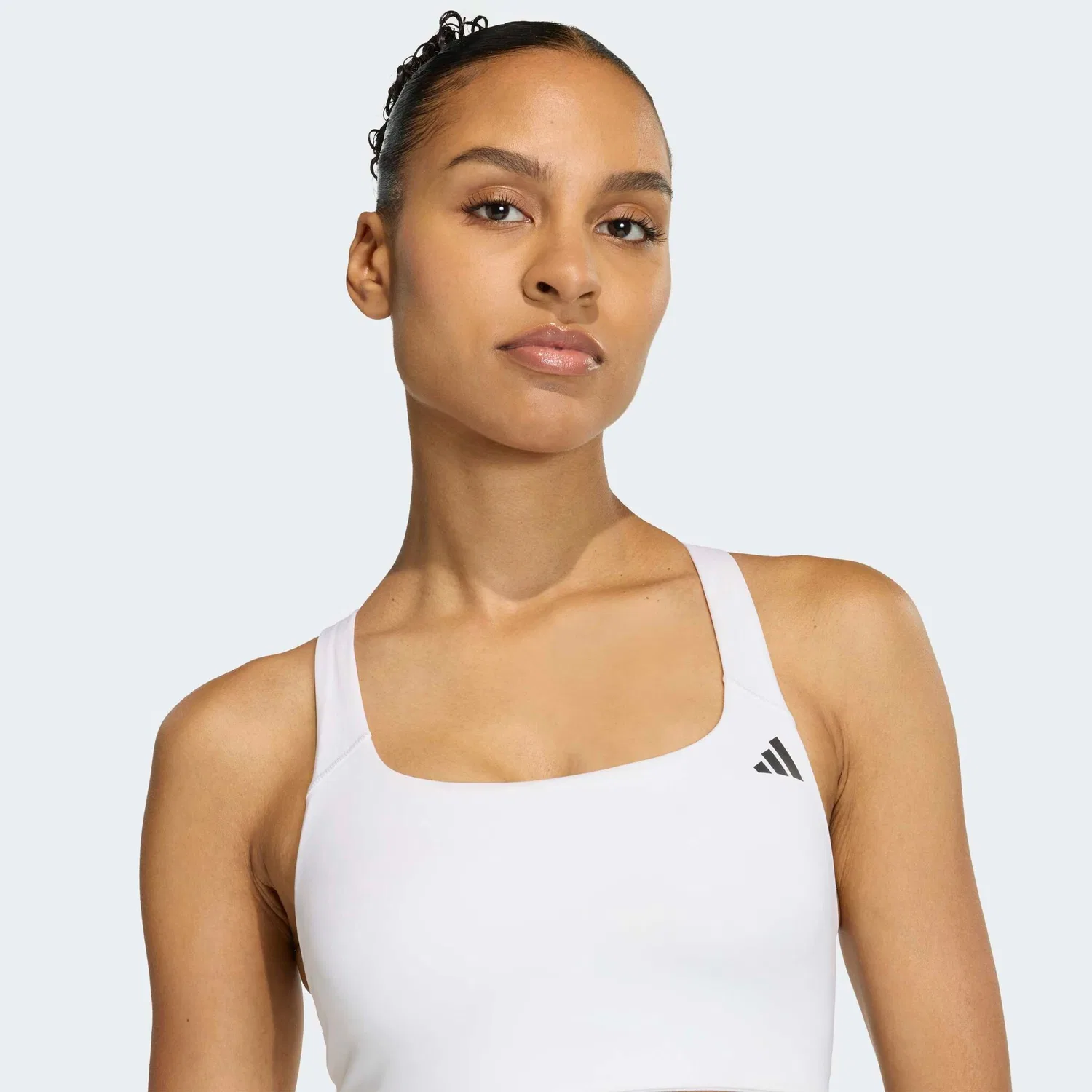 Женский спортивный бюстгальтер для средних нагрузок Optime Adidas Performance, White — фото 4