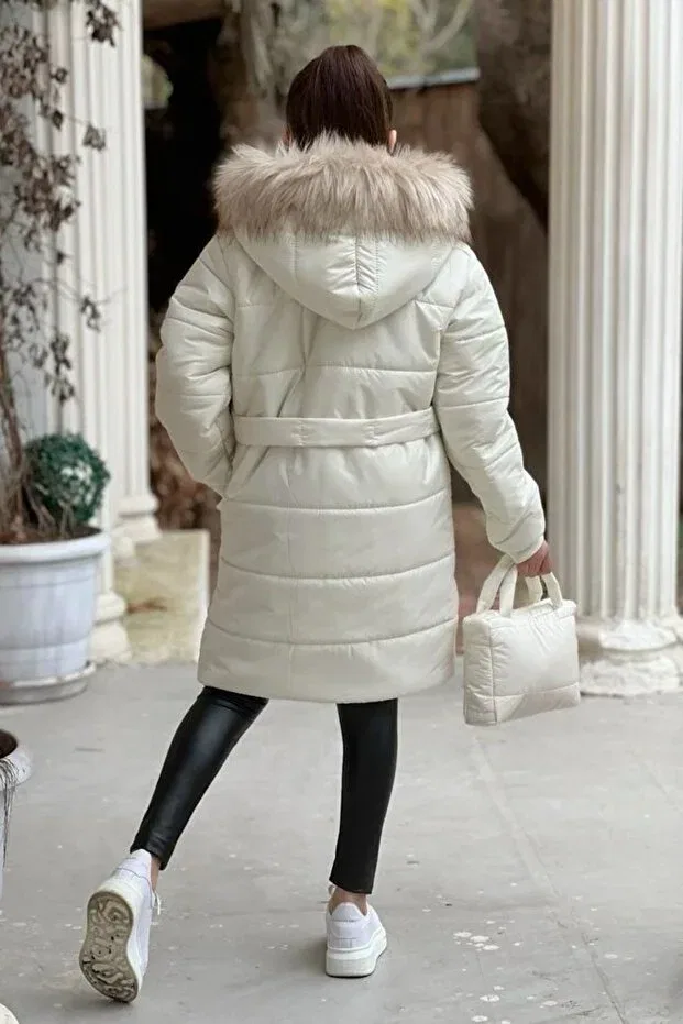 Детское зимнее пальто для девочек пуховое Sportswear Tarz Çocuk, Cream — фото 3