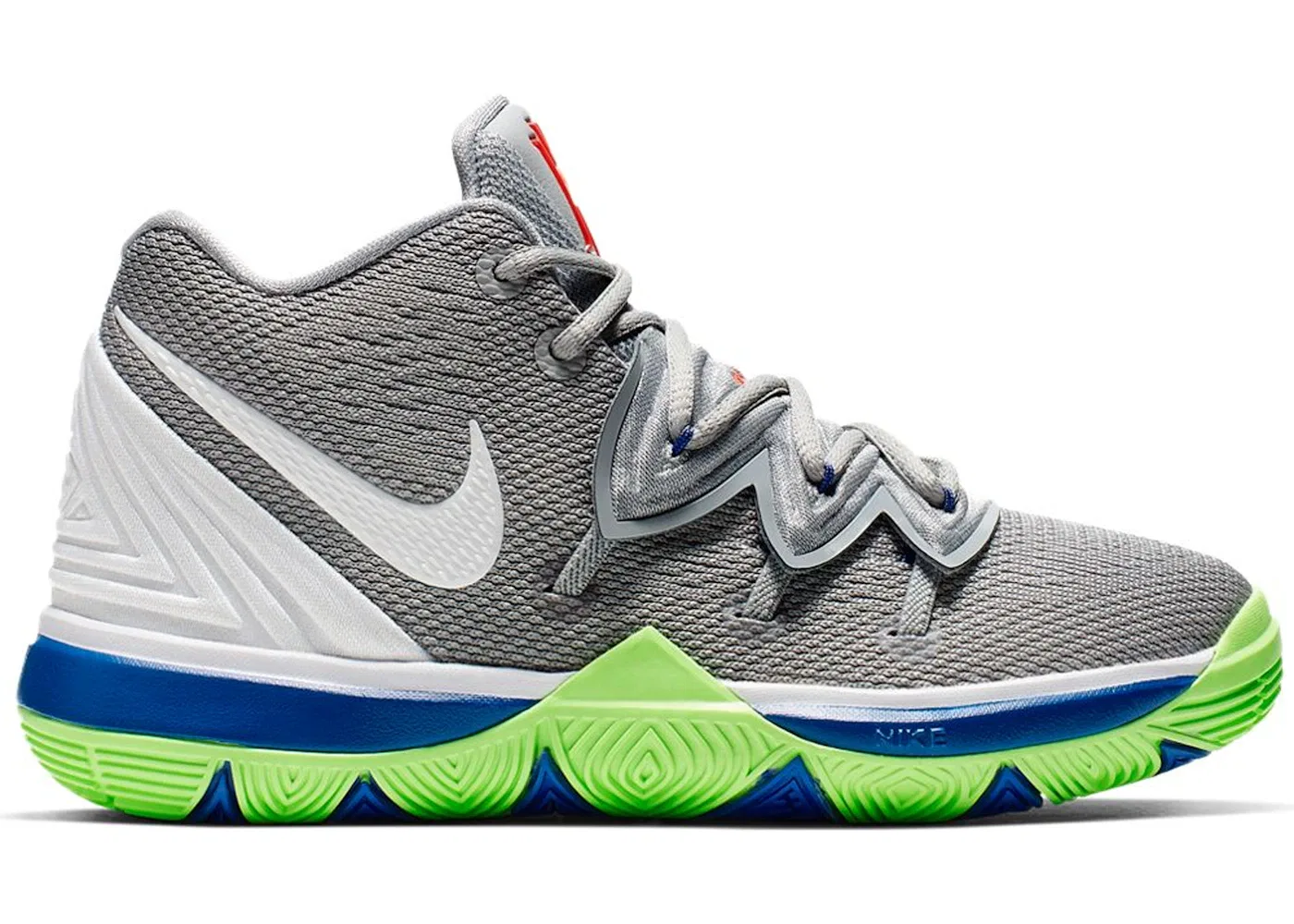 Детские кроссовки для мальчиков с липучками Nike Kyrie 5, Wolf Grey/White-Lime Blast