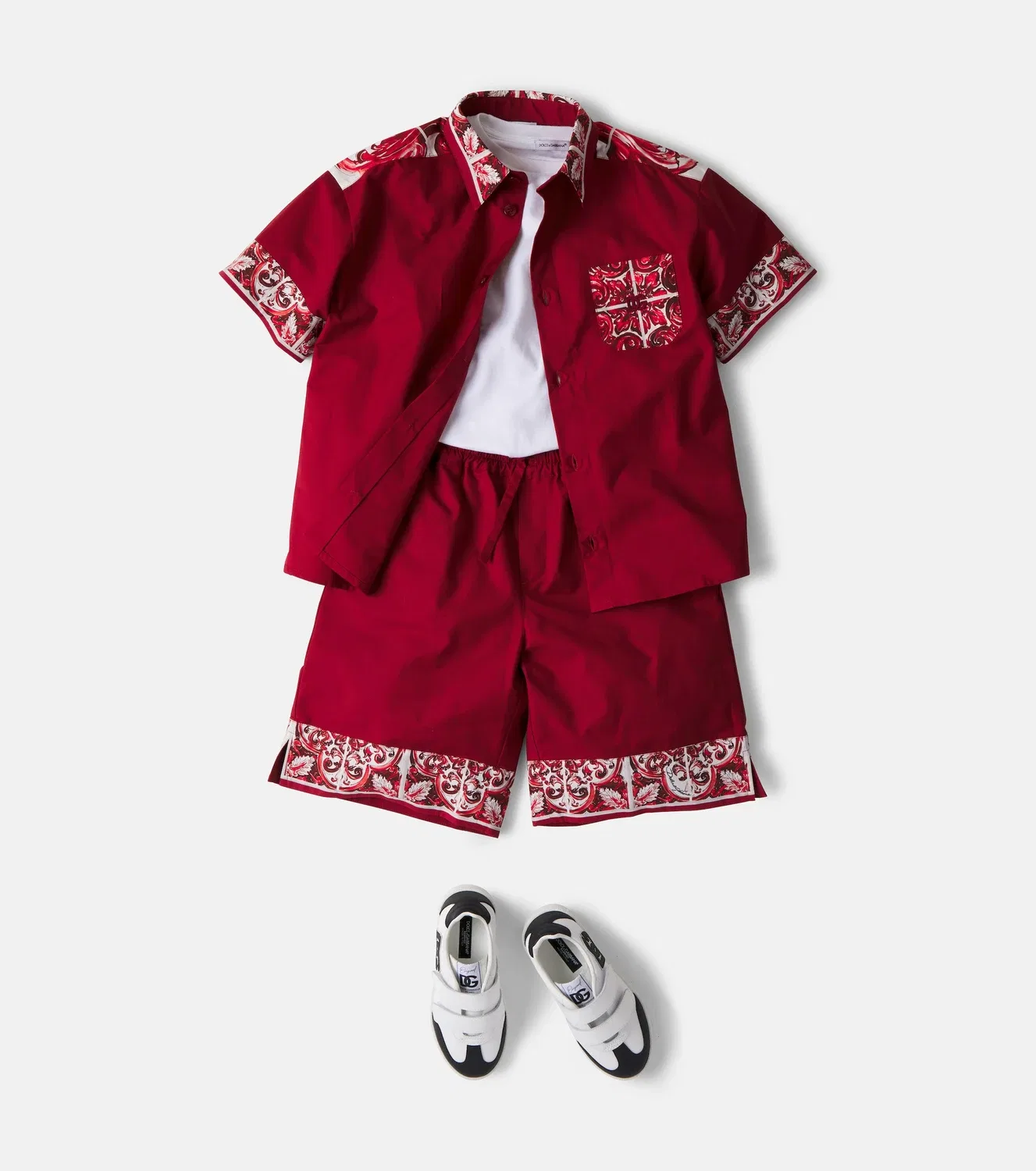 Шорты хлопковые Майолика Dolce&Gabbana Kids, красный — фото 2