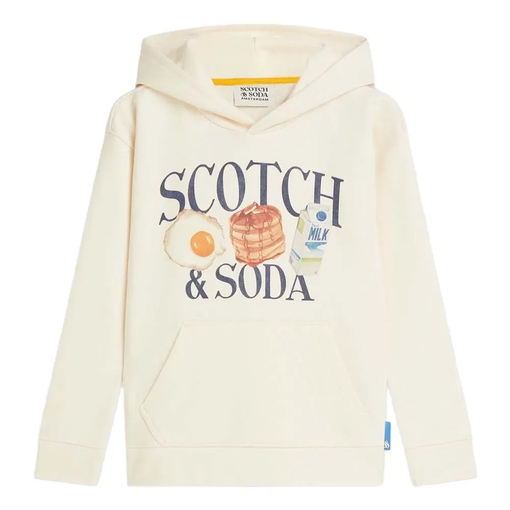 Детский свитшот для мальчиков с принтом Relaxed Fit hoodie Scotch & soda, Beige