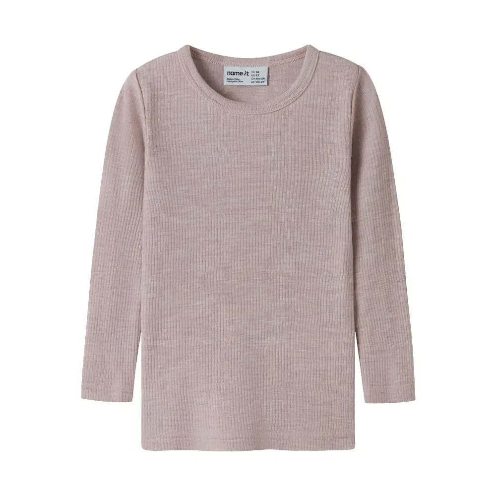 Детская футболка с длинным рукавом из шерсти Wax Wool Rib Name it, Grey