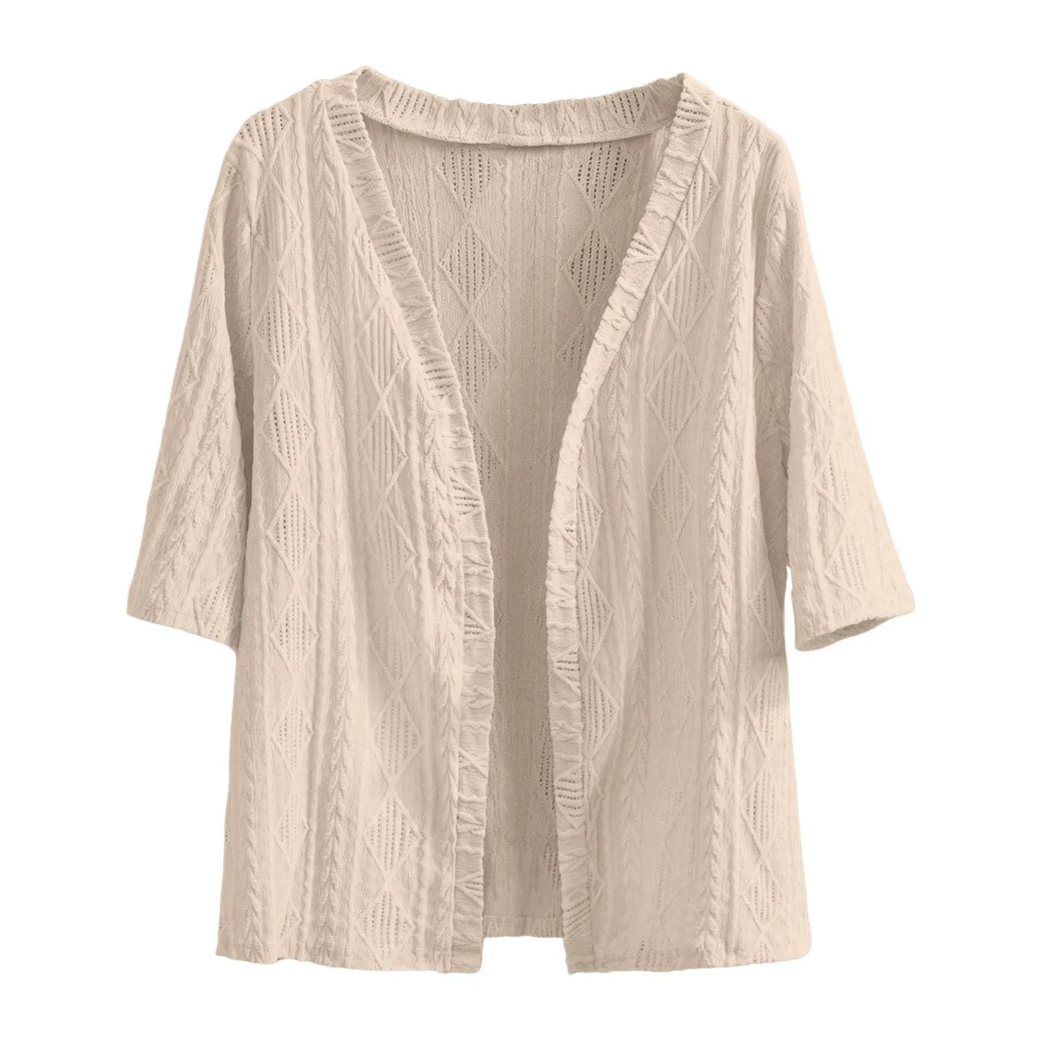 Женское пальто свободного кроя Cardigan Elegante per l'autunno, Beige — фото 4