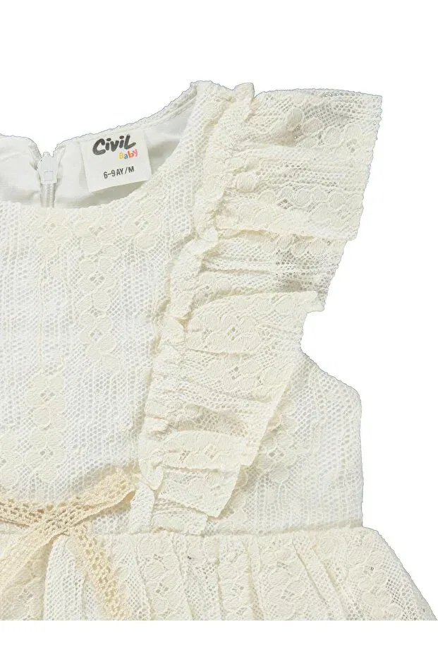 Детское платье для девочек кружевное Lace bell bow dress Civil Baby, Ecru — фото 2