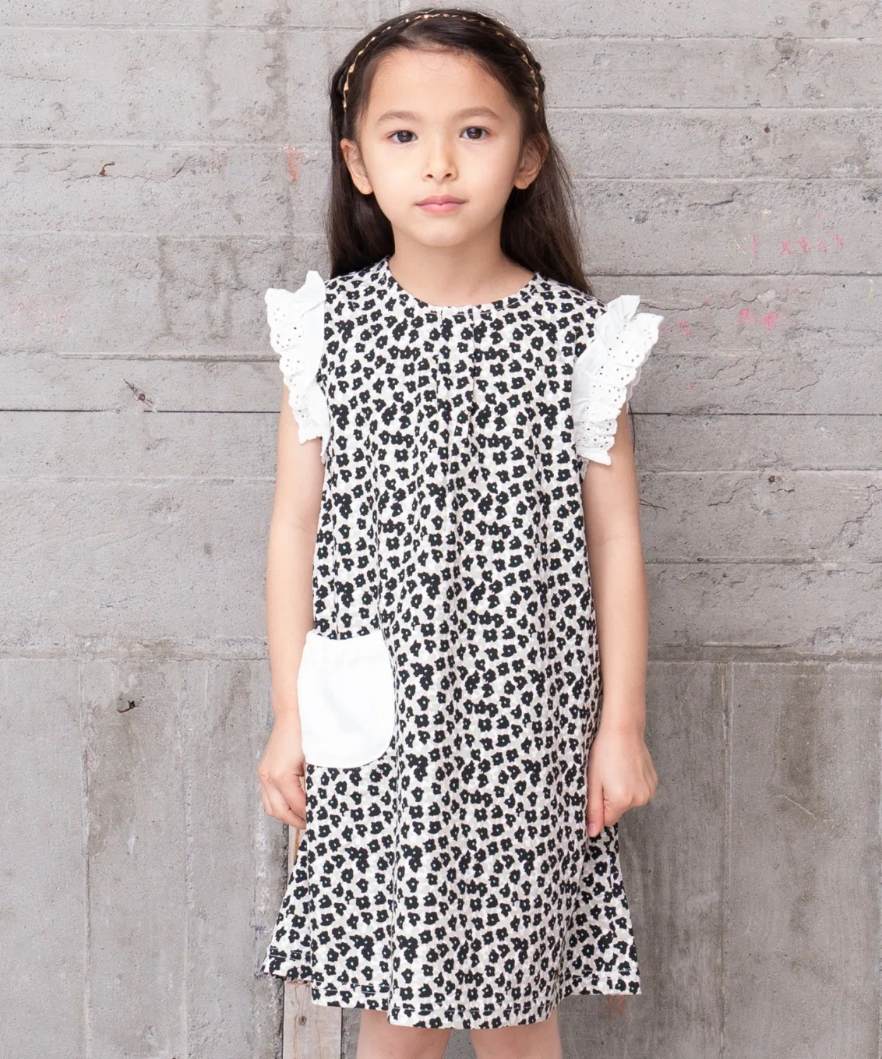 Детское платье с цветочным принтом, модель Flower Print RAGMART, Off White