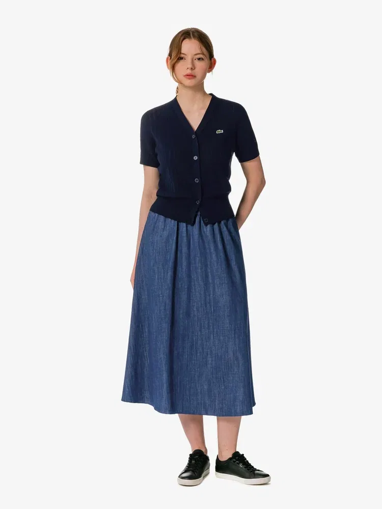 Юбка миди LACOSTE A-силуэта, Royal Blue — фото 2