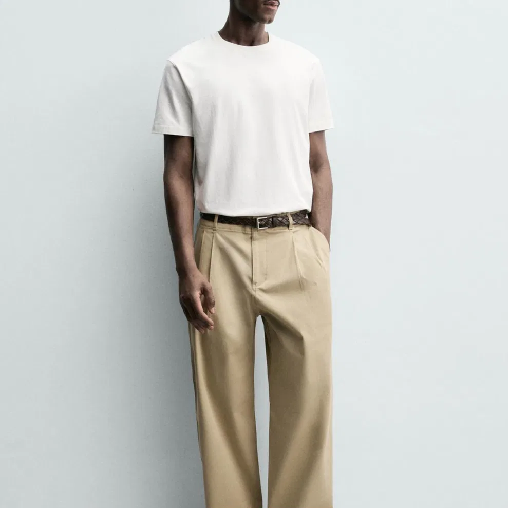 Мужской комплект футболок с круглым вырезом, 3 шт, ZARA, White — фото 4