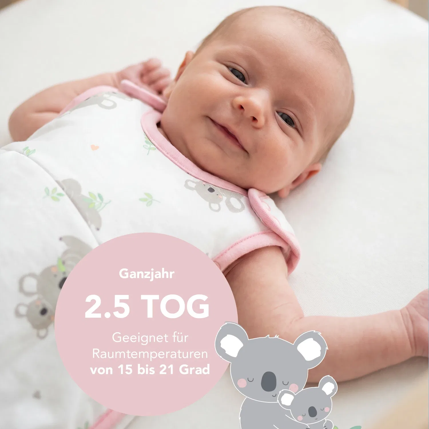 Спальный мешок для малыша 2.5 TOG Schlummersack, розово-белый — фото 4