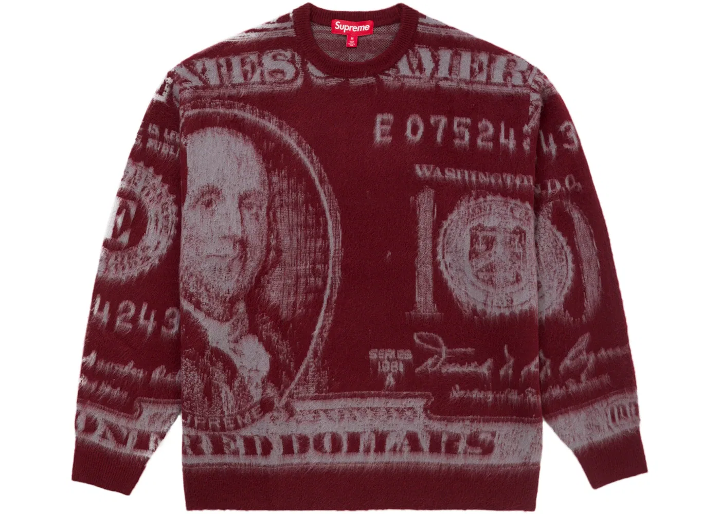 Мужской свитер с принтом Supreme, Burgundy