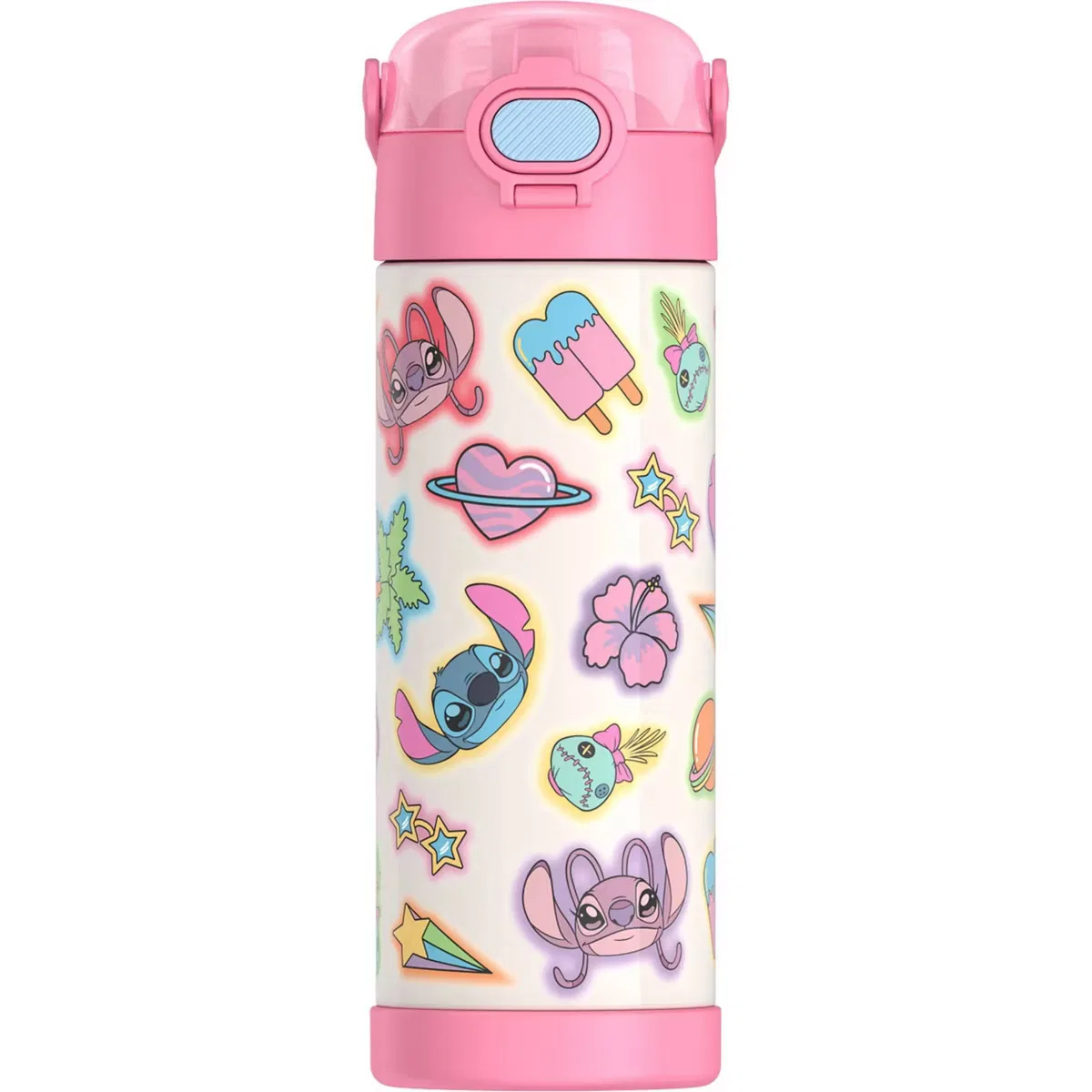 Детская бутылка для воды 470 мл с трубочкой и термоизоляцией Stitch Thermos, Stitch
