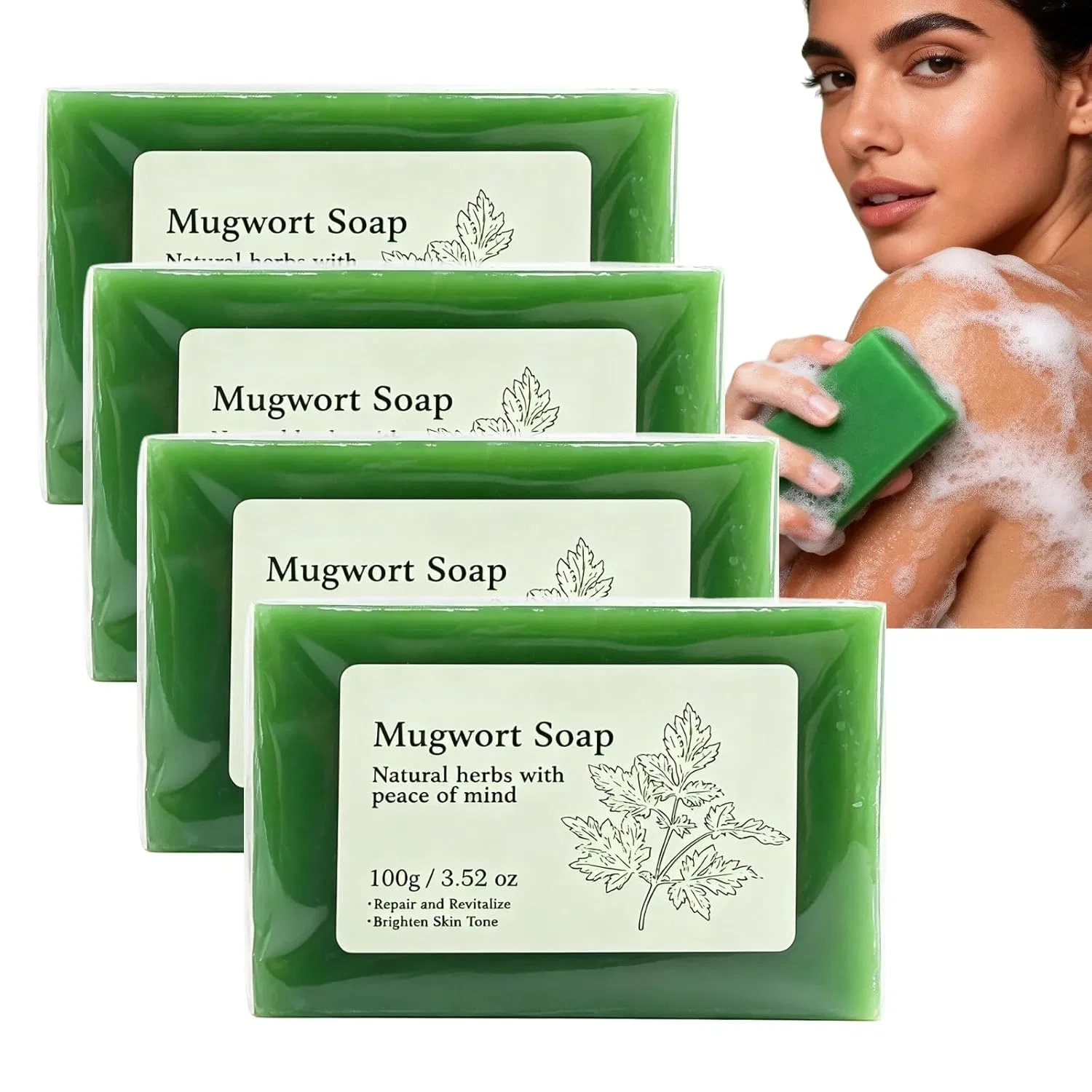 Твердое мыло с полынью, SURDVAS, набор 4 шт, 100г, 4pcs