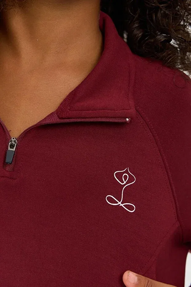 Детские свитшот для девочек с длинным рукавом Claret red girl's fluffy basic sweatshirt Katia&Bony, Burgundy — фото 4