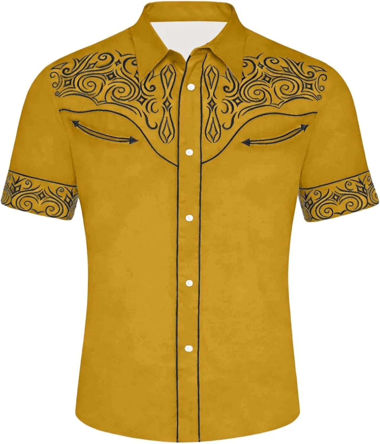 Мужская рубашка с принтом, модель Scrollwork Print, жёлтый — фото 3