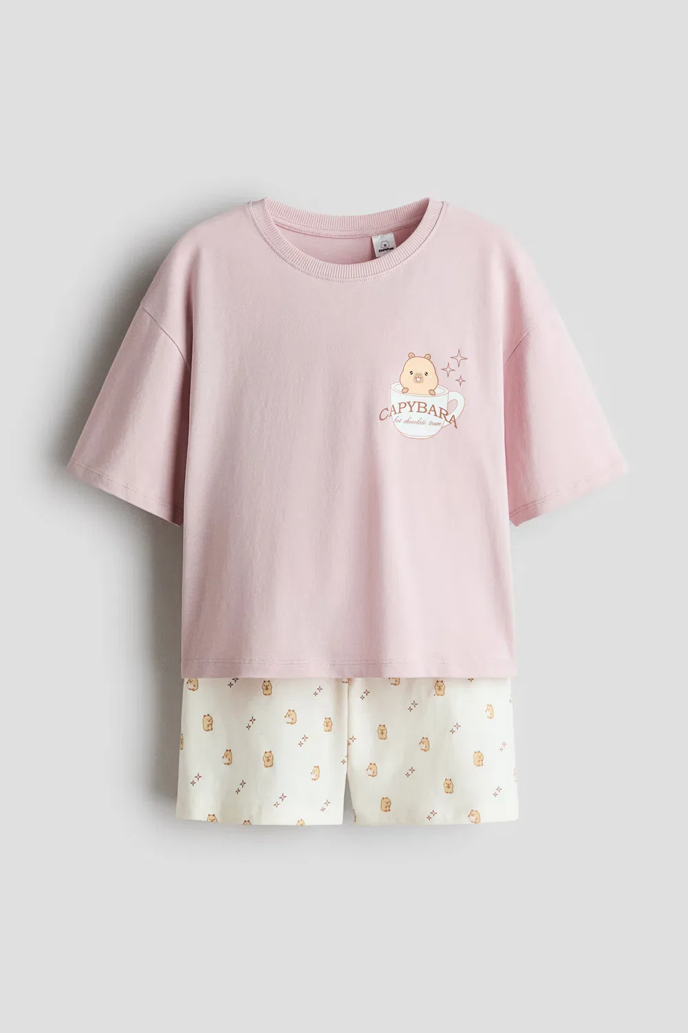 Пижама из набивного хлопка H&M, Hellrosa/Capybara