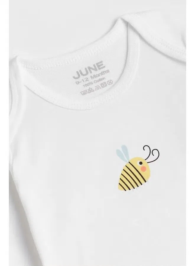 Боди-комбинезон с длинным рукавом, комплект из 5 предметов June, белый - серый — фото 4