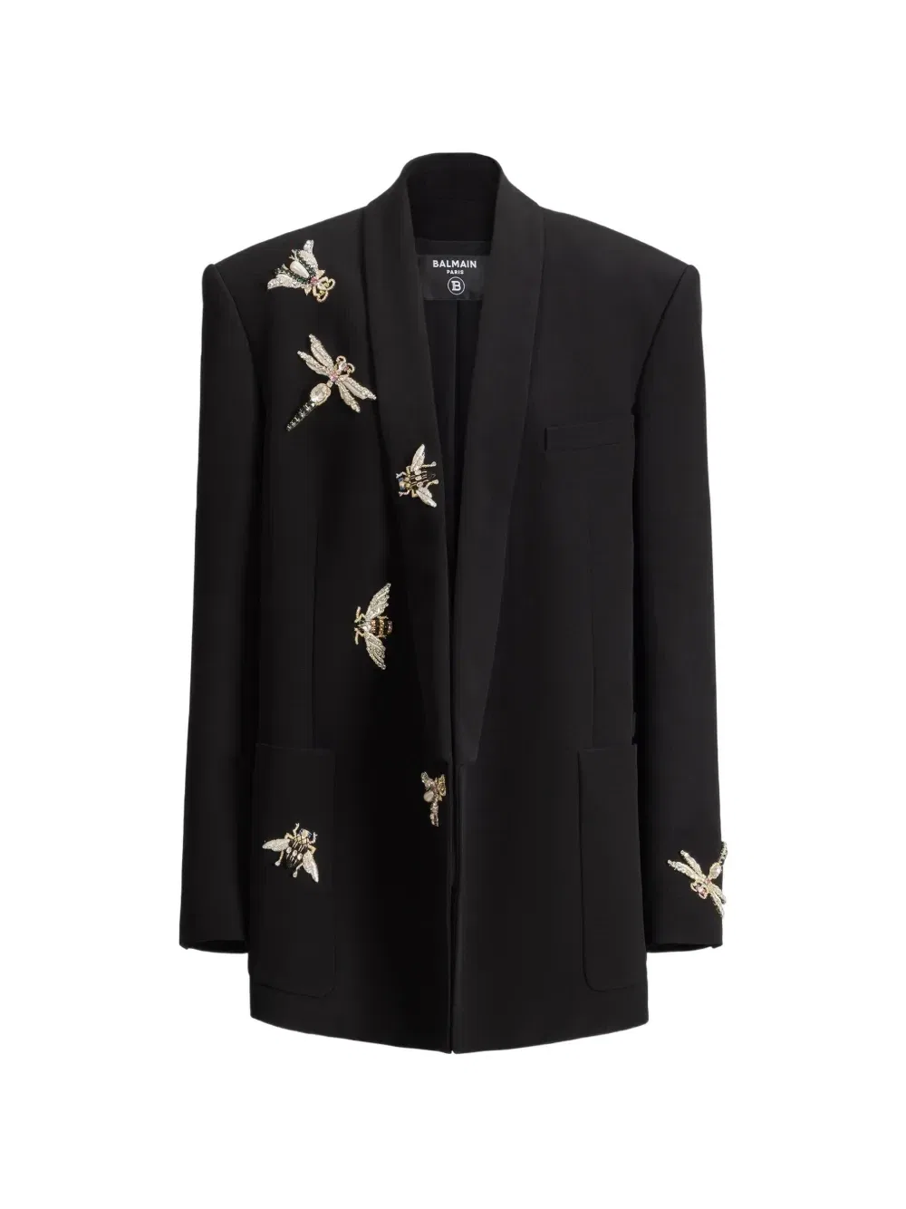 Куртка с вышивкой Balmain, черный