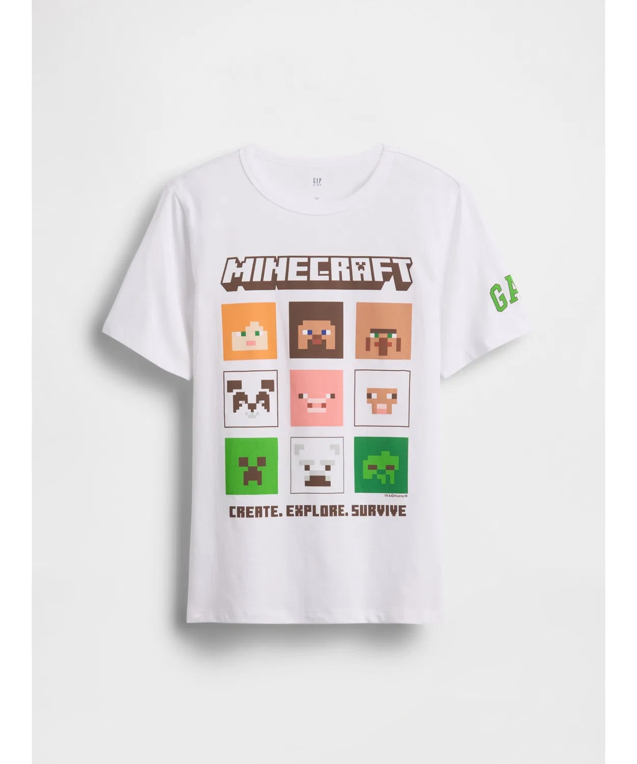 Детская футболка с принтом Minecraft Gap Kids, Белый