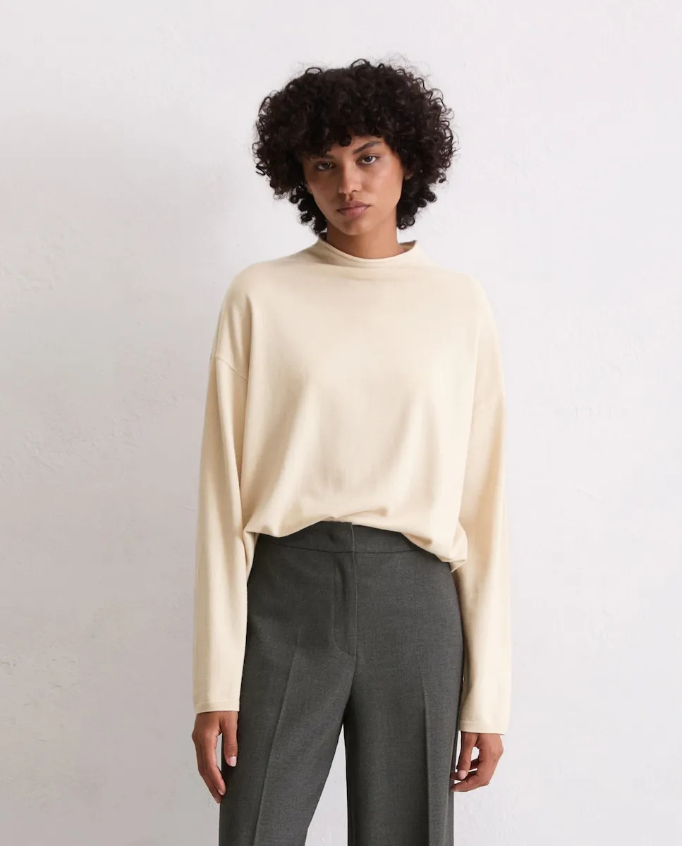 

Женский тонкий вязанный свитер оверсайз, изготовленный из мягкой смеси новой шерсти MARC O'POLO, бежевый