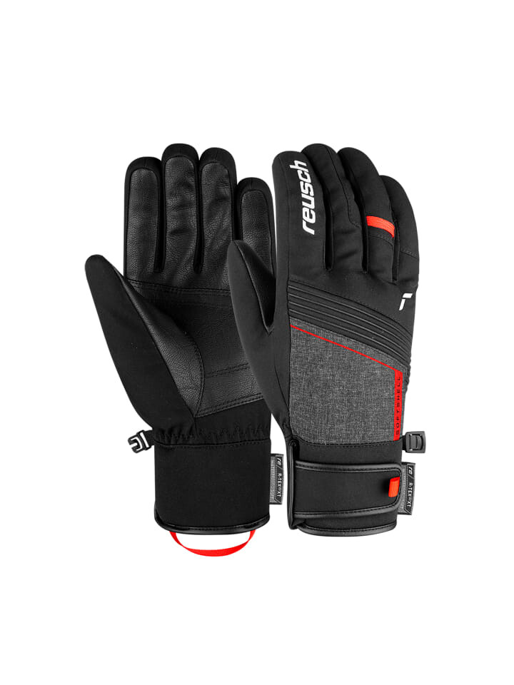 

Перчатки Reusch, цвет 7680 blck/blck melang/fire red
