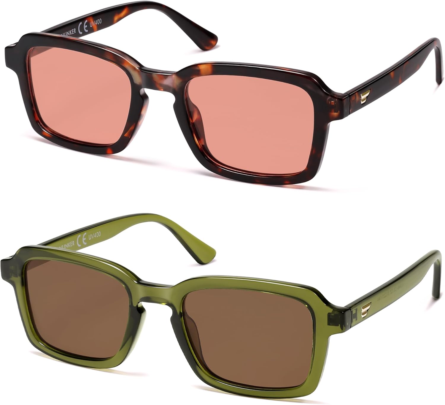 

Поляризованные солнцезащитные очки VANLINKER в модном квадратном стиле для женщин и мужчин, ретро-шик, милый дизайн, модель VL9849, 2 Pack Tortoise Frame + Green Frame