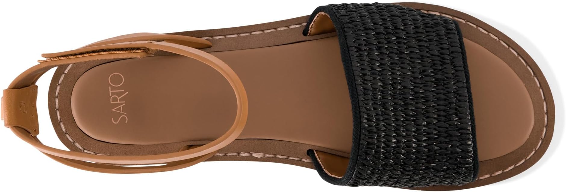 Сандалии Franco Sarto Rosa Ankle Strap Flat Sandal, цвет Black/Brown — фото 2