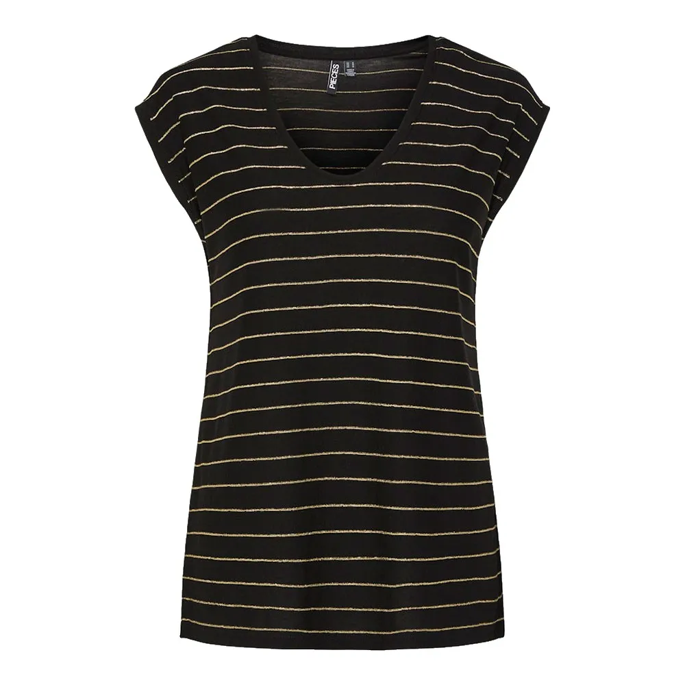 

Футболка с коротким рукавом Pieces Billo Lurex Stripes, черный
