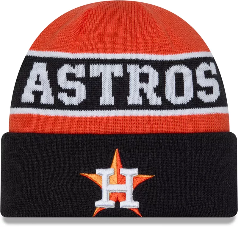 

Темно-синяя вязаная шапка с обратными манжетами New Era Houston Astros
