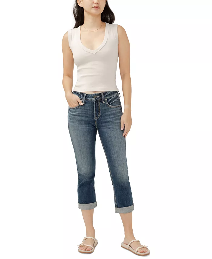 

Женские джинсы-капри Suki Curvy-Fit со средней посадкой Silver Jeans Co., синий