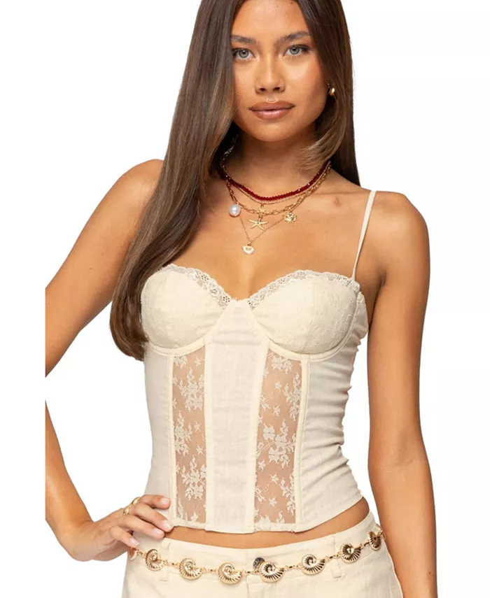 

Женский корсет Avena Linen Look Lacey Edikted, коричневый/бежевый