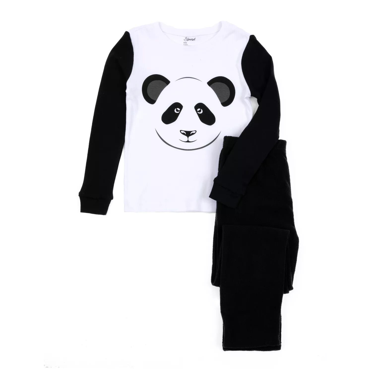 Хлопковый топ и флисовые брюки Leveret Kids Пижама с пандой Leveret — фото 2
