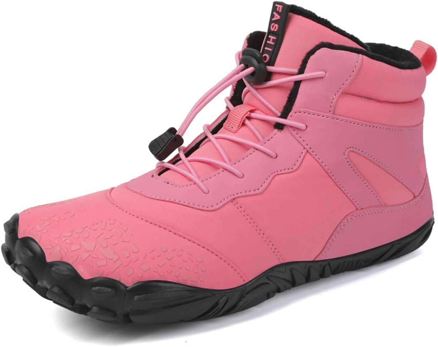 

Мужские зимние ботинки без подошвы с утеплителем из искусственного меха, высокая ходовая обувь с нулевой подошвой, высокие ботинки для ходьбы, модные зимние ботинки для мужчин Generic, розовый