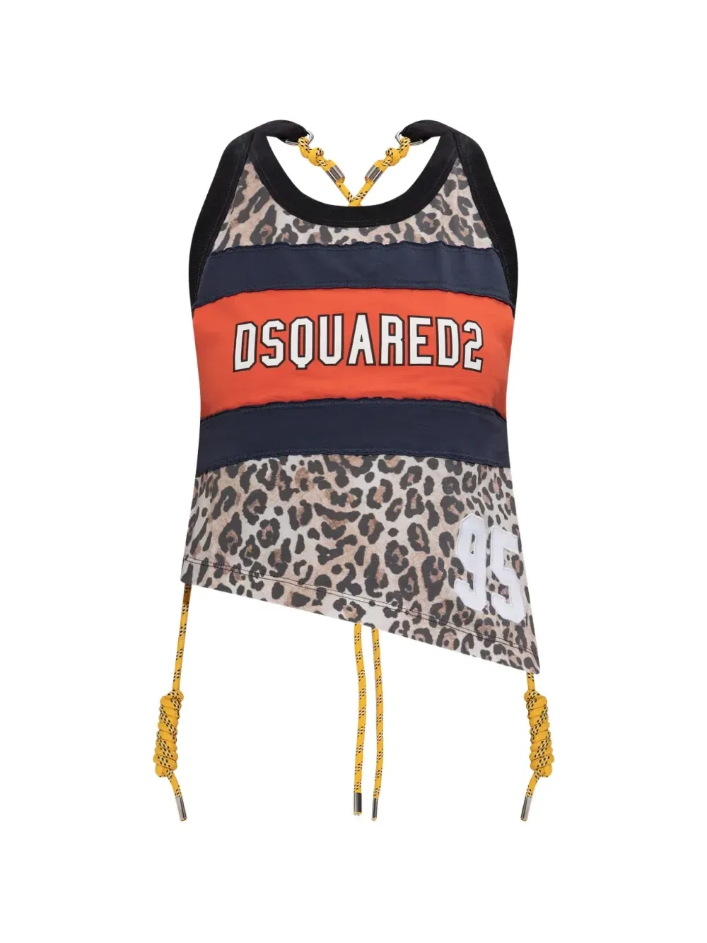 Топ Wild2 асимметричного кроя с леопардовым принтом DSQUARED2, бежевый