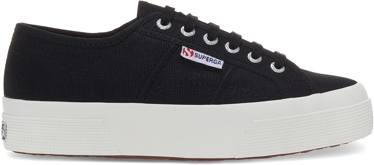 Кроссовки Superga 2740 Platform для мужчин и женщин - иконические итальянские теннисные кроссовки с дышащим верхом из ткани и нескользящей резиновой подошвой, черный — фото 3