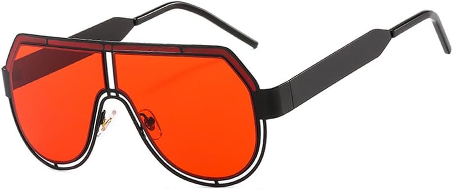 

Солнцезащитные очки с плоской верхней частью, увеличенного размера, в стиле ретро, ​​классические солнцезащитные очки для мужчин и женщин, защита от ультрафиолета UV400 TKKTLLT, C5 Black-red