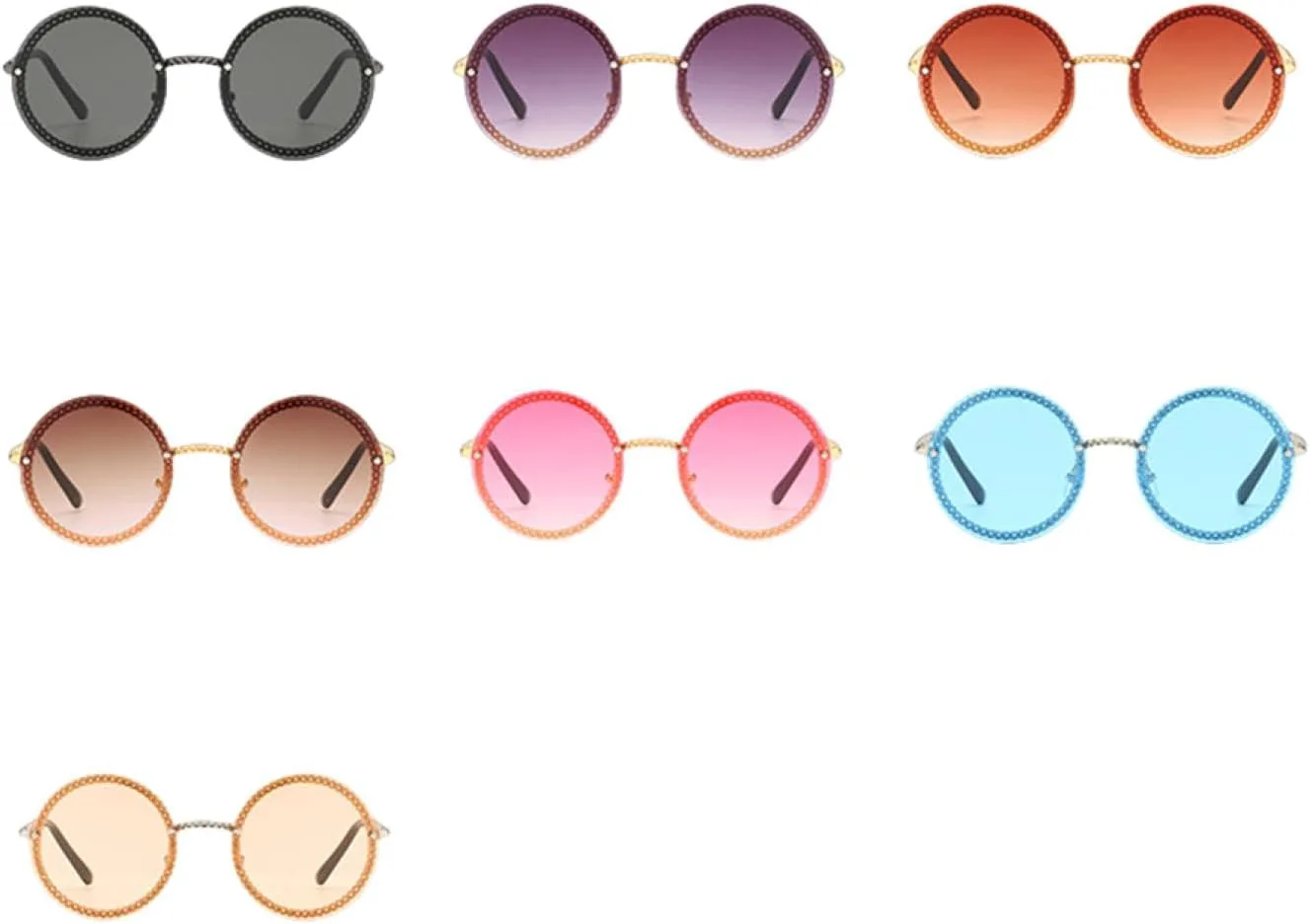 

Роскошные круглые солнцезащитные очки без оправы с металлической цепочкой для женщин, круглые солнцезащитные очки с градиентным покрытием TKKTLLT, Red Pink