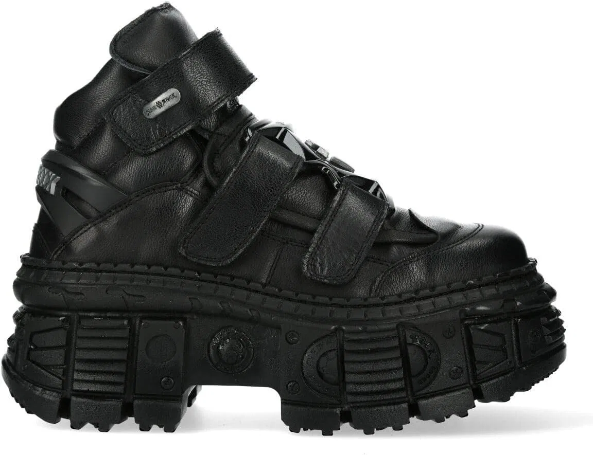 New Rock Новые ботинки Rock Boots унисекс WALL285-S2, металлизированная черная кожа, готические ботинки в стиле панк-эмо