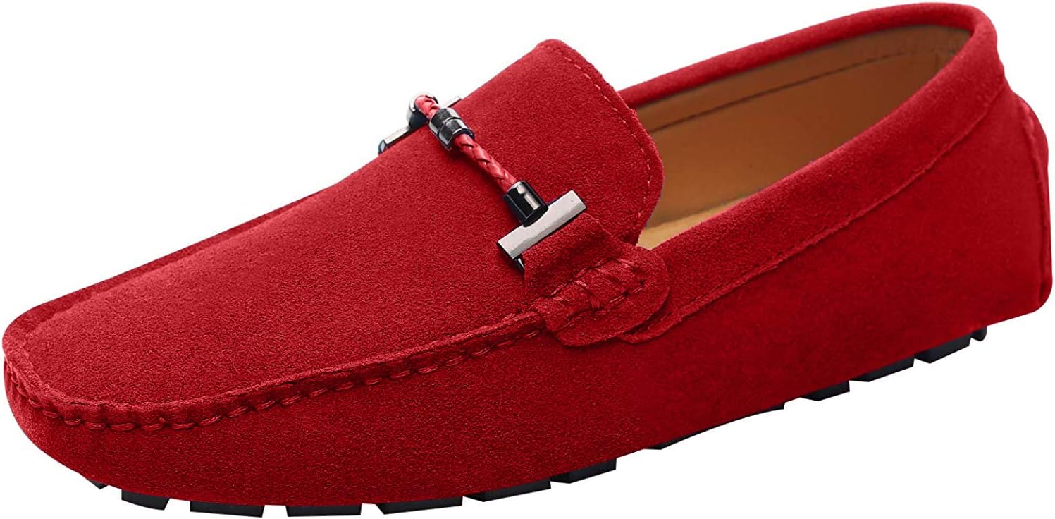 

Мужские элегантные лоферы ANUFER с пряжкой, комфортные замшевые туфли для вождения, стильные мокасины, красный