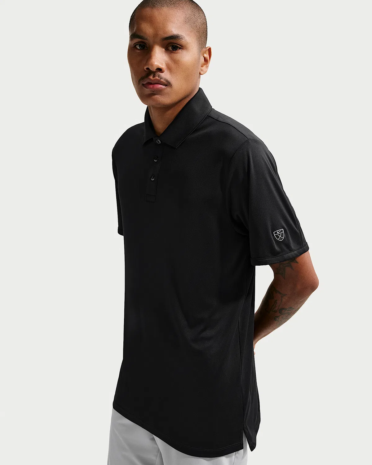 Мужское поло Nike Par Dri-FIT с логотипом на рукаве, Black/Black