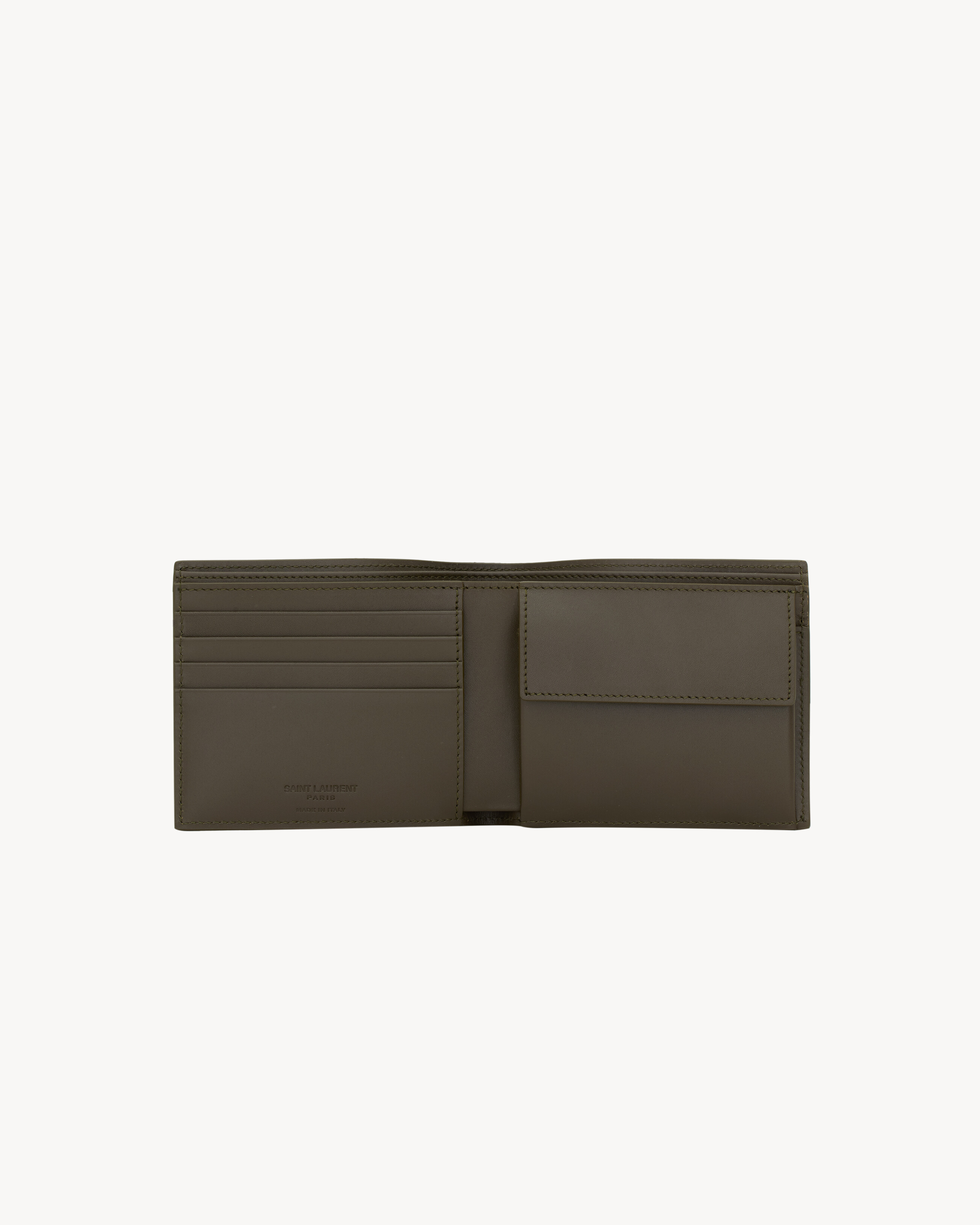 Кошелек SAINT LAURENT PARIS East/West с монетницей из гладкой кожи, зеленый — фото 4