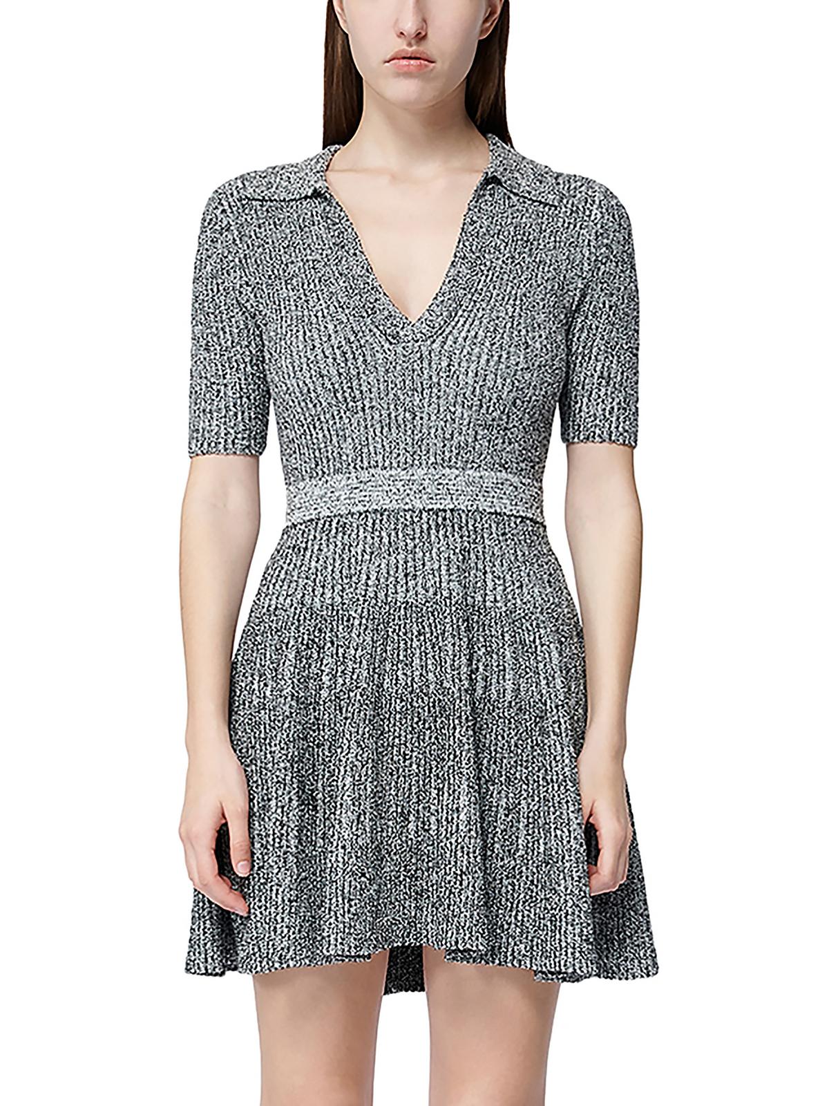 

Короткое мини-платье Patricia Womens с воротником SIMKHAI, цвет ivory black marl