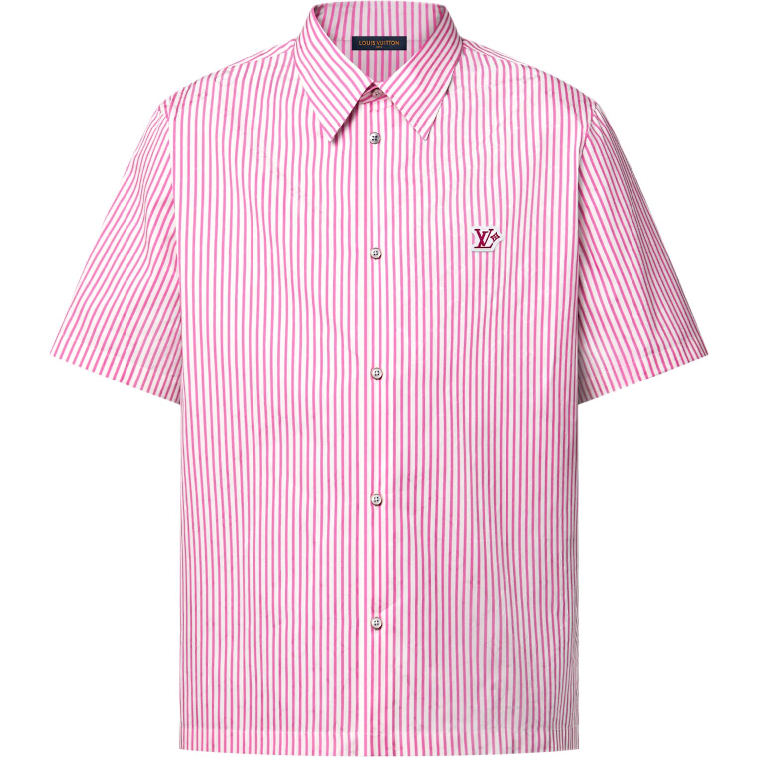

Рубашка короткая с коротким рукавом Lv Monogram Striped LOUIS VUITTON, фуксия