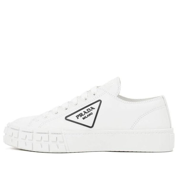 Кроссовки downtown brushed leather sneakers 'white' Prada, белый